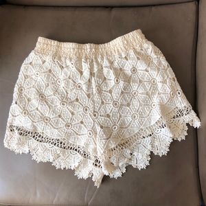 Ivory lace shorts